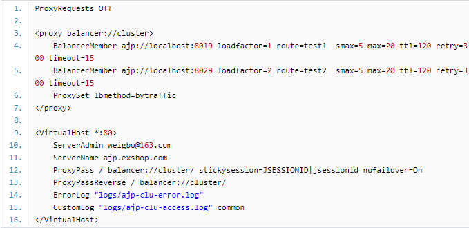 Tomcat Cluster, Httpd.conf code, Mod_jk_vh code, Svn_conf code, Xml code
